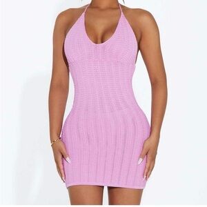 Naked Wardrobe Halter Knit Mini Dress